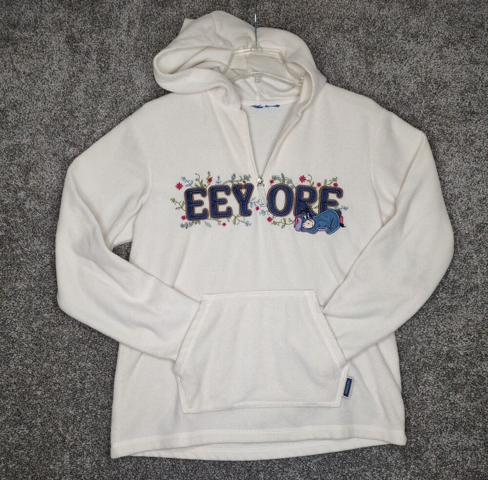 Winnie the Pooh EEYORE Sweatshirt Women Medium Fleece Pullover Hoodie Donkey